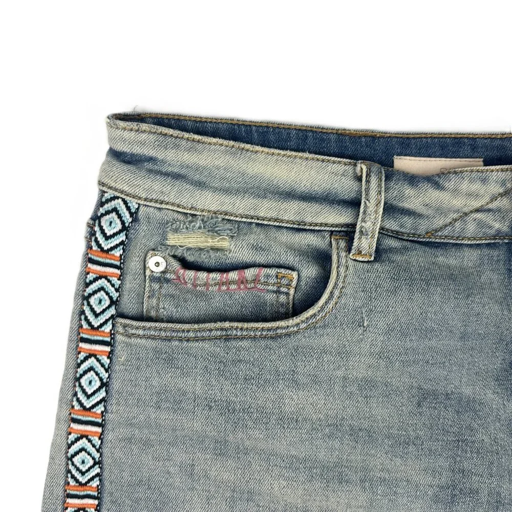 Anthropologie Pilcro Signature High‎ Rise Embroidered Western Denim Short 30 - Picture 6 of 13